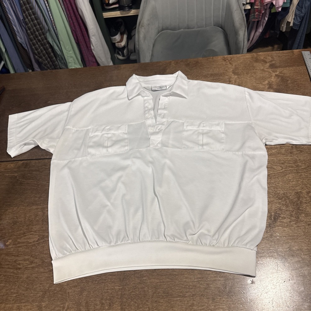 Classics By Palmland Short Sleeve Polo Size XL Vintage White Dad Grandpa Polo